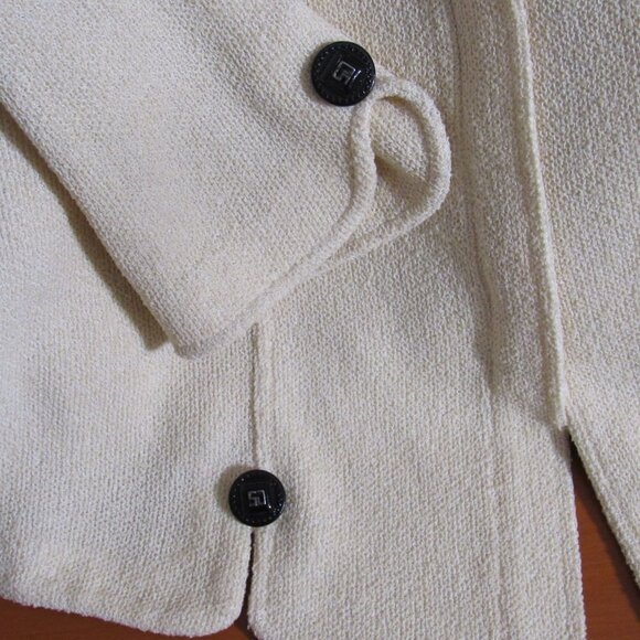 St John Collection Knit Yellow 3/4 Sleeve Blazer Zipper Closure Size 12 - Picture 3 of 12